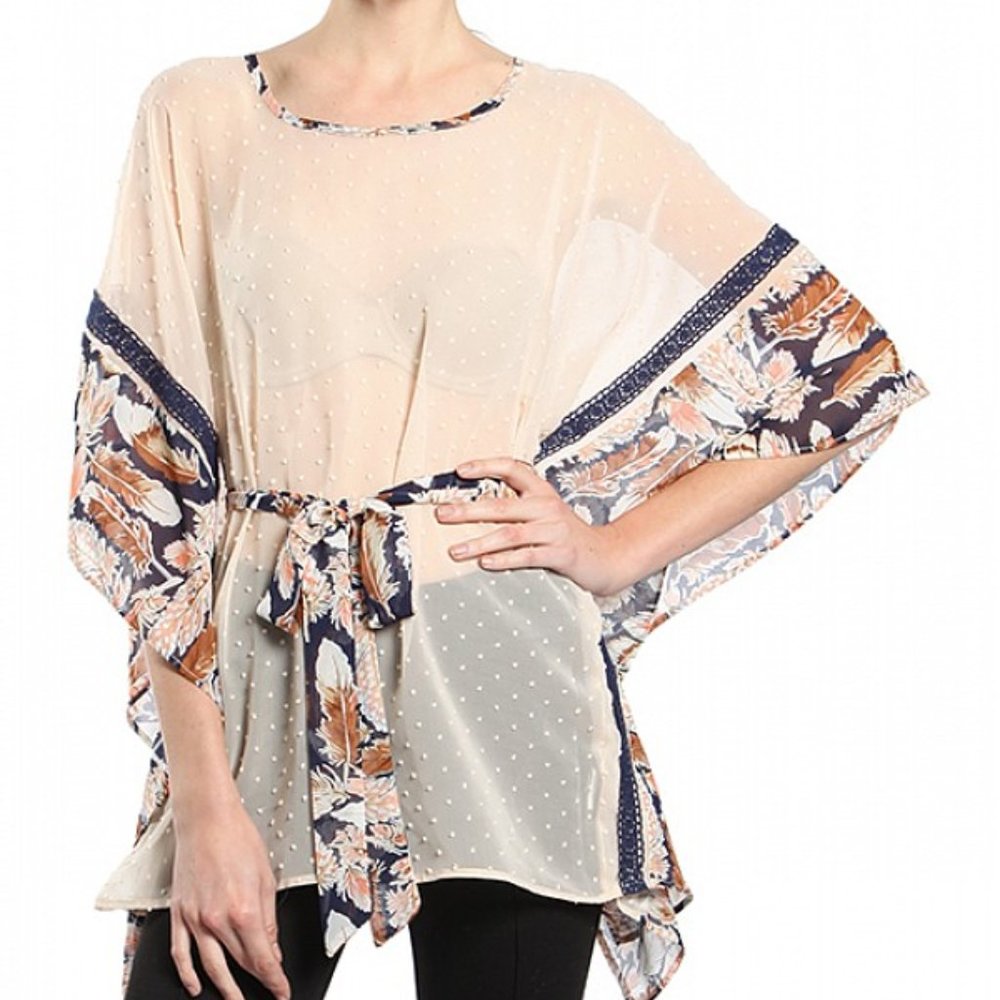 NWT Ryu Feather Print Blouse